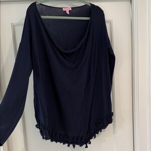 Lilly Pulitzer Navy Blue Drape Blouse